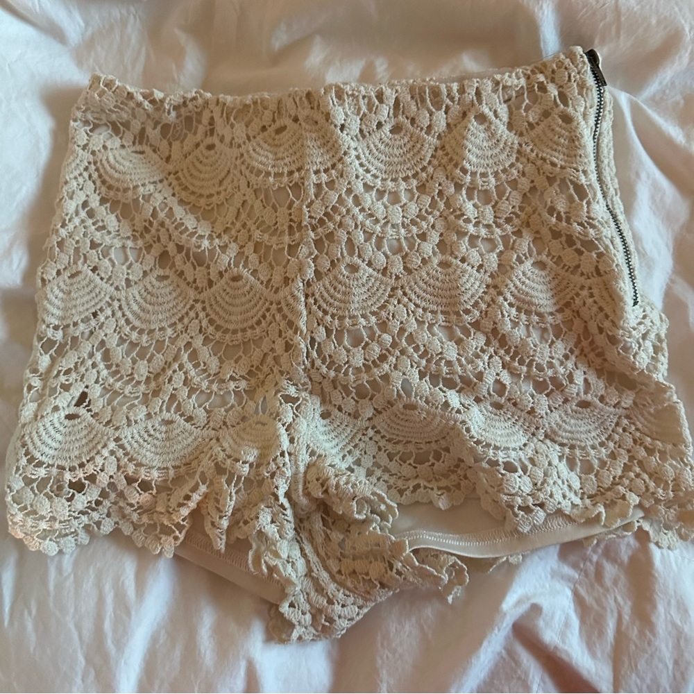Charlotte Russe white lace shorts